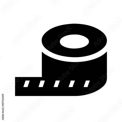 Measuring Tape or Film Roll Silhouette Vector Icon for Tailoring and Photography