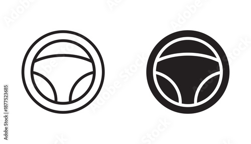 steering wheel icon set vector on white background. driving, wheel, car, control, driving, transportation, driver, automotive, steering wheel symbol.