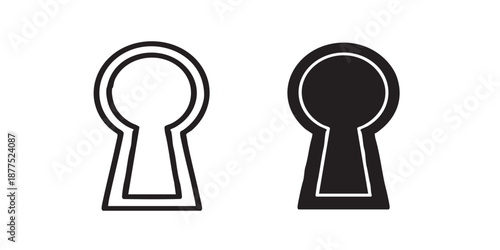 Key hole vector icon, keyhole symbol, security and access sign, outline and filled style, isolated on transparent background