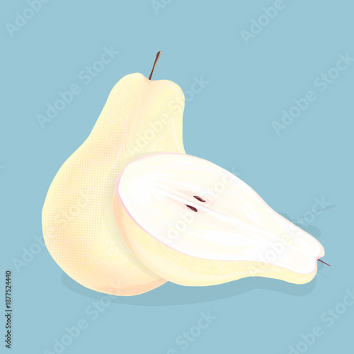 illustration of a pear on a blue background