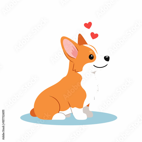 Corgi dog in love cartoon corgi with hearts.