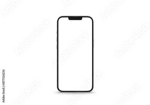 Isolated blank smartphones mockup with transparent screen and background, PNG high quality 3d rendering. Mobile phone device with shadow for app UX user experience