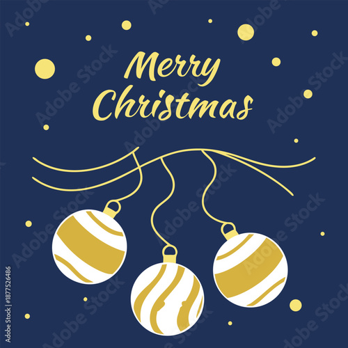 merry christmas greeting with hanging ornaments