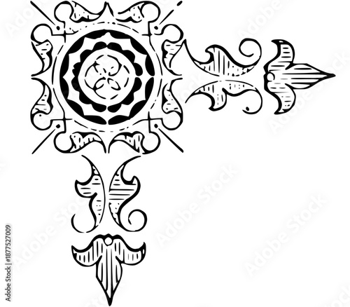 Vintage Ornamental Corner and Border Collection in Engraved Victorian Style