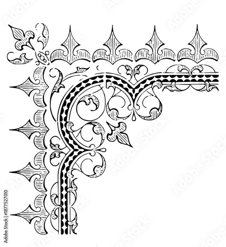 Vintage Ornamental Corner and Border Collection in Engraved Victorian Style