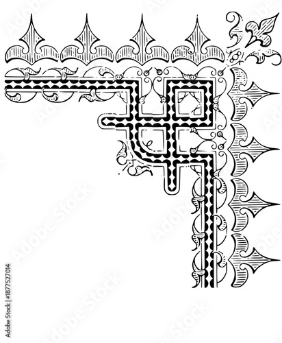 Vintage Ornamental Corner and Border Collection in Engraved Victorian Style