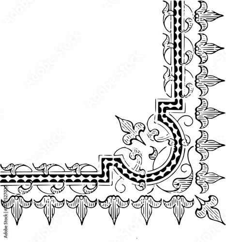 Vintage Ornamental Corner and Border Collection in Engraved Victorian Style