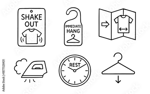 Laundry care symbols and instructions for clothing maintenance