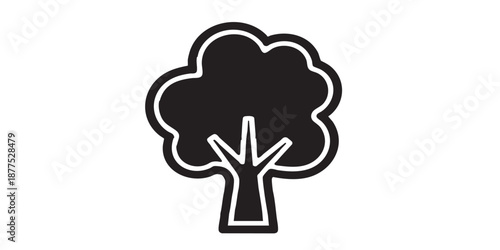 Tree vector icon, simple tree symbol, outline and filled style, isolated on transparent background