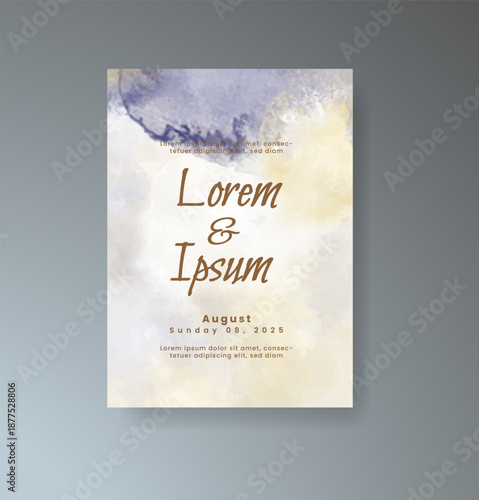 Wedding invitation with abstract splash watercolor