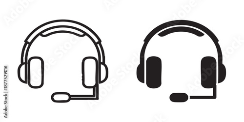 Headset vector icon, customer service and support symbol, headphones sign, outline and filled style, isolated on transparent background