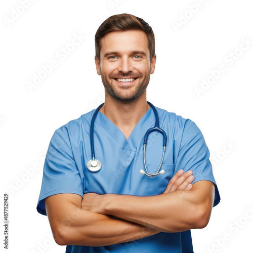 Confident medical professional smiling isolated on transparent background