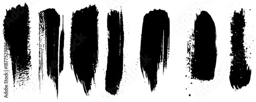 Painted grunge stripes set. Black labels, background, paint texture. Dirty artistic design element, box, frame or background for text.