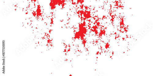 Vibrant red paint splashes and ink splatters create a grunge watercolor texture with artistic stains and drops on a decorative vector background for a bloody red abstract wallpaper design