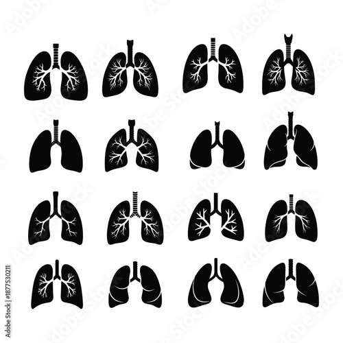 Human lungs in form of a tree icon silhouette vector symbol illustration