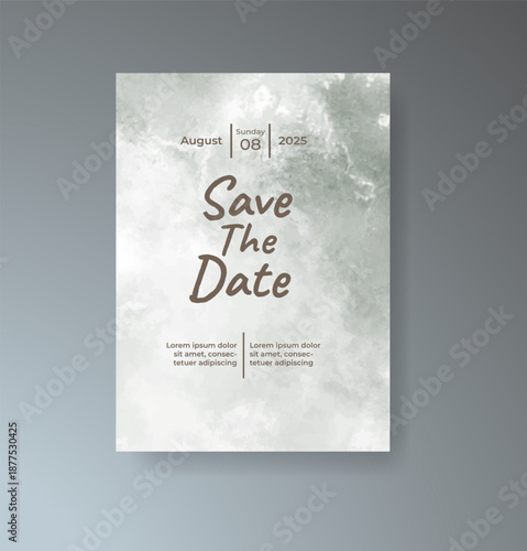 Wedding invitation with abstract splash watercolor