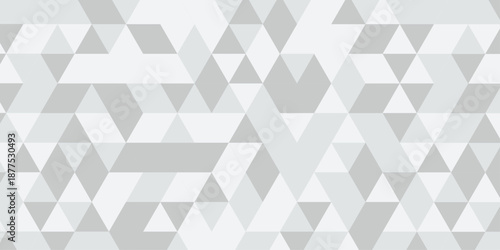 Abstract geometric White and gray background seamless mosaic and low polygon triangle texture wallpaper. Triangle shape retro wall grid pattern geometric ornament tile vector square element.