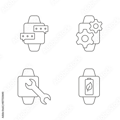Smartwatch tools maintenance icons set