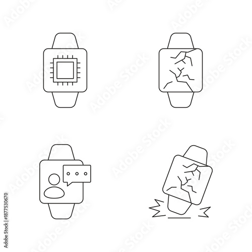Smartwatch hardware status icons set