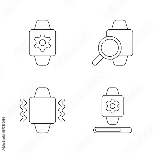 Smartwatch system search icons set