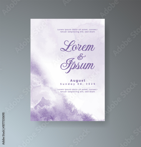 Wedding invitation with abstract splash watercolor