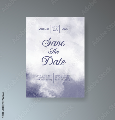 Wedding invitation with abstract splash watercolor