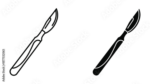 Scalpel Illustration - Black and White Vector Art