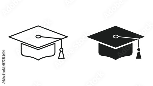 Graduation Cap Vector Illustrations - Black and White Designs