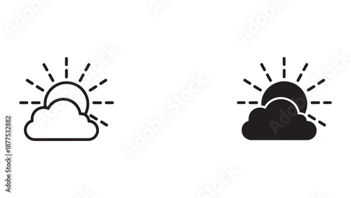 Weather Icons Set - Cloud and Sun Illustrations