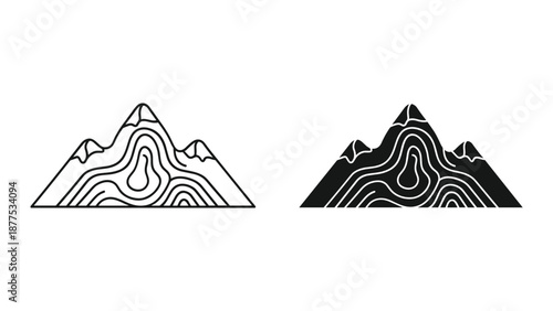 Mountain Topographic Line Art Vector Illustration