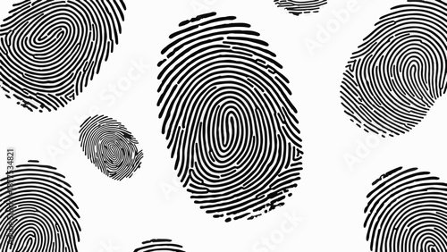 A collection of black fingerprint patterns on a white background