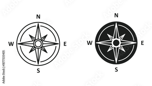 Compass Rose Vector Illustrations for Navigation