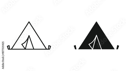 Tent Vector Illustration - Black and White Design