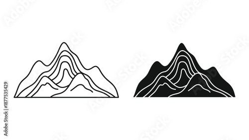 Mountain Range Vector Illustration - Black and White Design