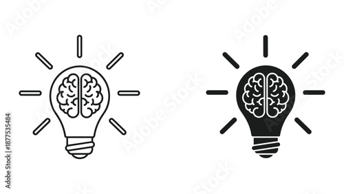 Creative Brain Ideas Light Bulb Vector Illustrations