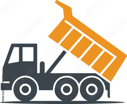 Dump truck vector icon 