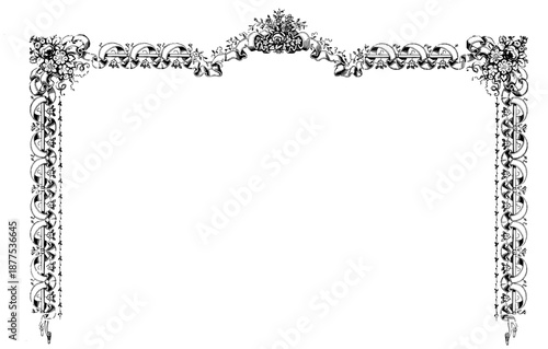 Vintage Ornamental Borders and Corners in Engraved Victorian Style