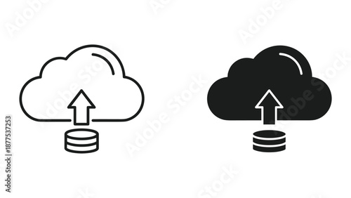 Cloud Data Storage Icons - Upload Symbols for Web Design