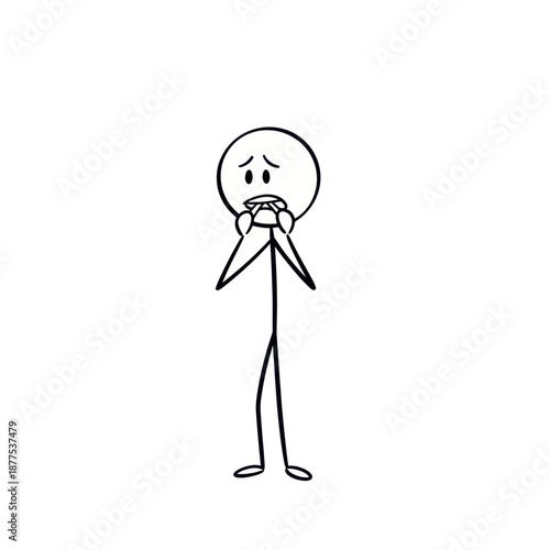 Stick figure slipping backward with loss of balance, symbolizing accident, mistake, and sudden problem in minimalist vector illustration