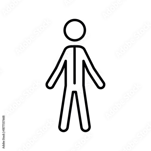 Stick figure standing with arms slightly apart in basic human pose, suitable for infographic and instructional use in minimalist vector line illustration style