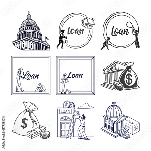 Financial Illustrations: A collection of hand-drawn illustrations that depict various aspects of finance.