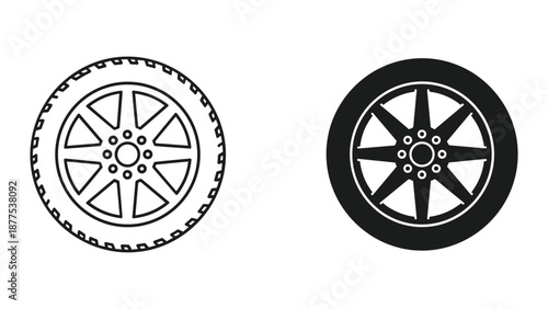Vector Illustration of Bike Wheels with Different Tires