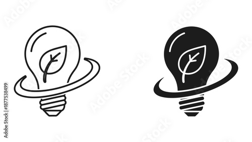 Eco Friendly Light Bulb Vector Illustrations for Sustainable Energy