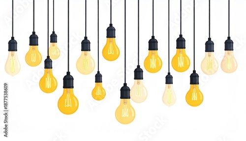 Hanging Light Bulbs in a Row - A Creative and Decorative Display.