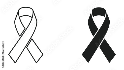 Awareness Ribbon Vector Illustration - Black and White Design