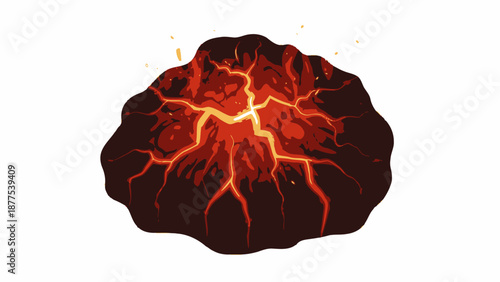 A brain with glowing red veins.