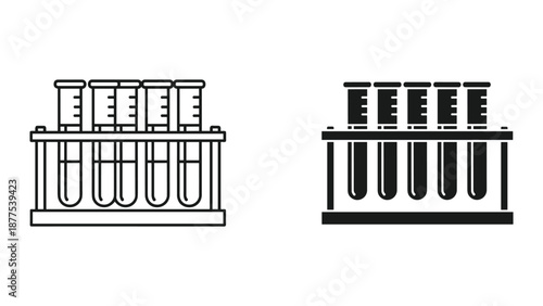 Laboratory Test Tubes in Rack Vector Illustration