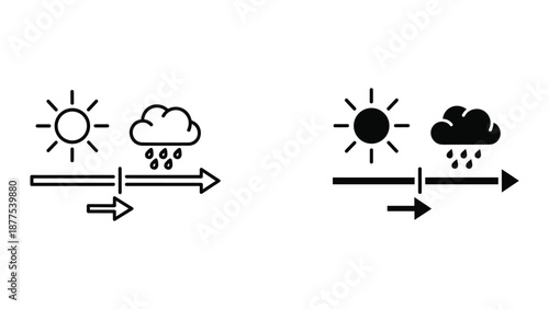 Weather Forecast Symbols - Sun and Rain Illustrations