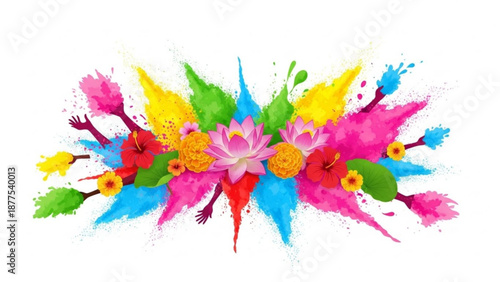 Vibrant Floral Watercolor Splash on White Background