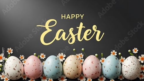 Easter eggs and flowers greeting card